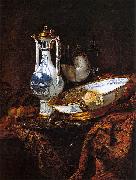 Willem Kalf Still-Life with an Aquamanile, Fruit, and a Nautilus Cup Sweden oil painting artist